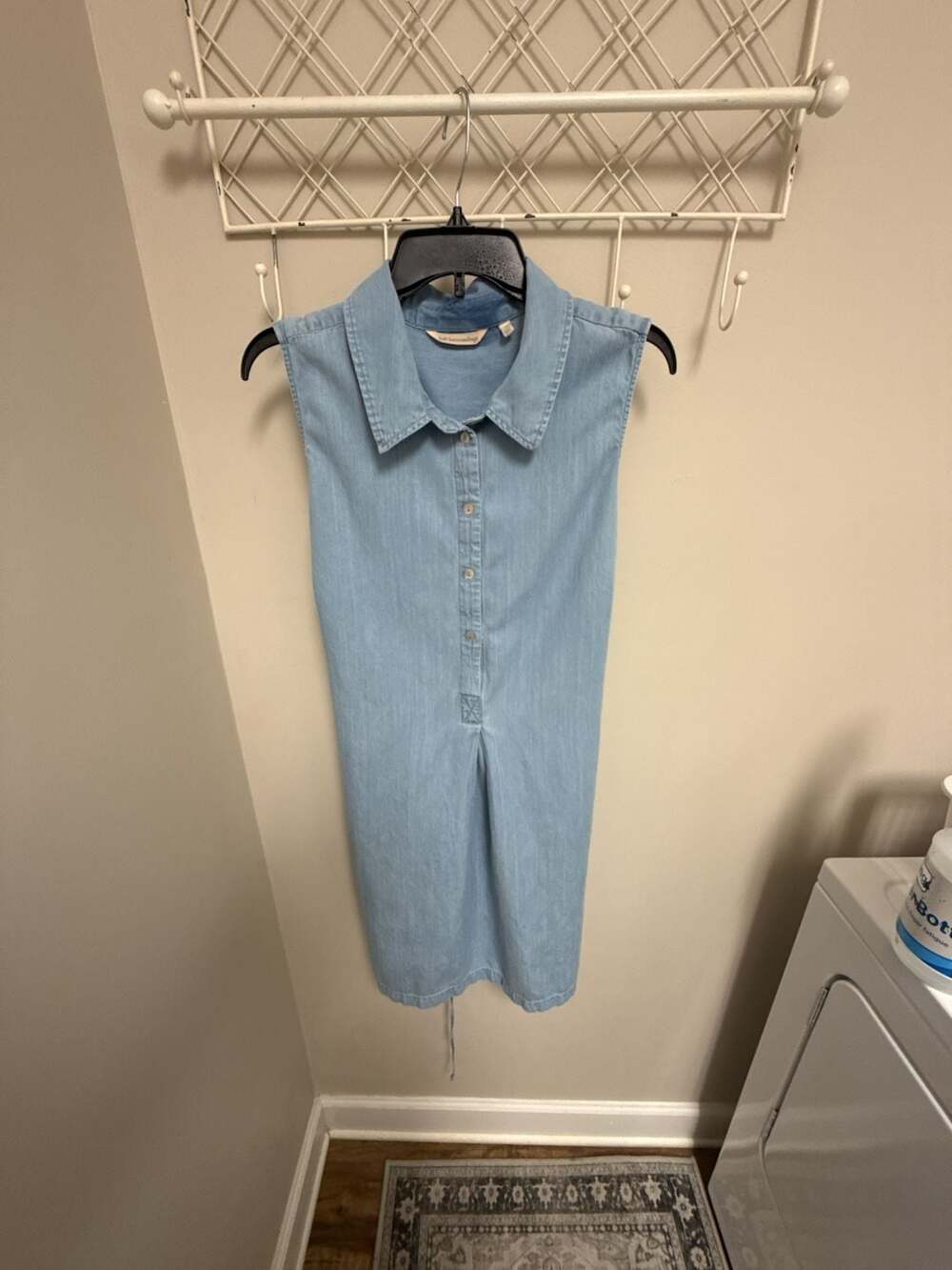 Soft Surroundings Sleeveless Denim Shirt Dress Light Wash